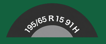 195/65R15 91Hと表示されたタイヤ側面